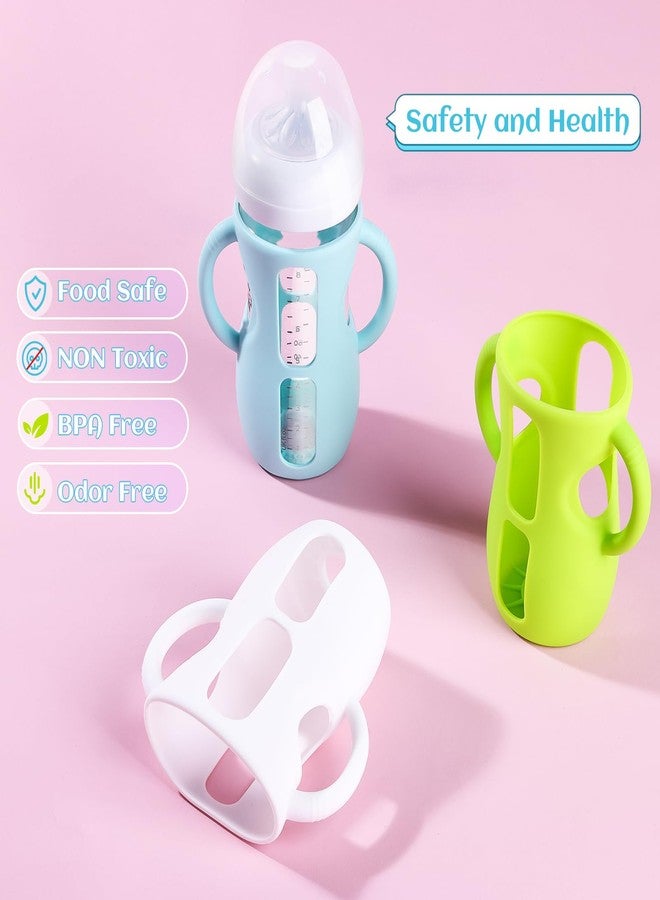 VANPET Baby Bottle Handles for Avent Natural, Easy-Grip Transitional Sippy Cup Handles, Compatible with Philips Avent Natural Baby Bottle 9 oz, BPA Free (White+Blue+Green（Sleeves）) - Image 2